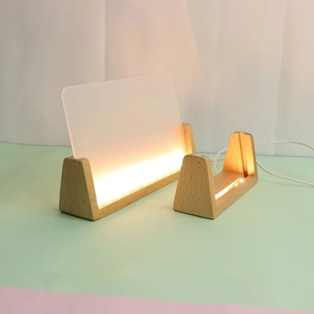 Bamboo Photo Frame - Warmlicht houten verlichte basis Antislip USB-aansluitbare