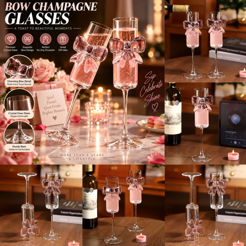 Home Decor Y2K - Bruiloftsboog Y2K wijnglazen, schattige roze champagneglazen,