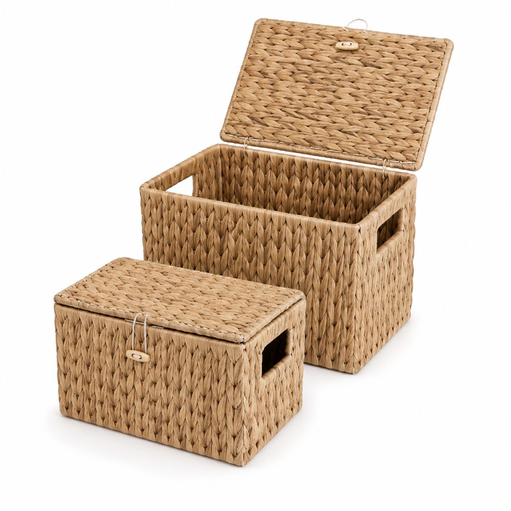 Rattan Plant Basket - Waterhyacinten opbergmand rechthoekig met ingebouwde handgreep,
