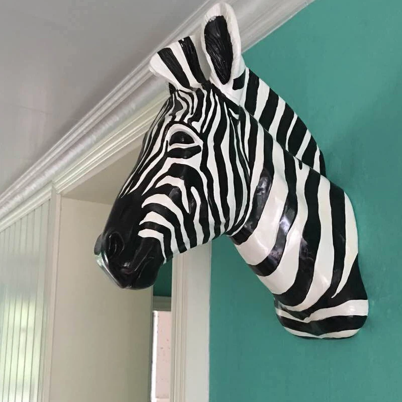 Home Decor Y2K - [Mgt] Wanddecoratie Sculptuur Zebra Hoofd Standbeeld
