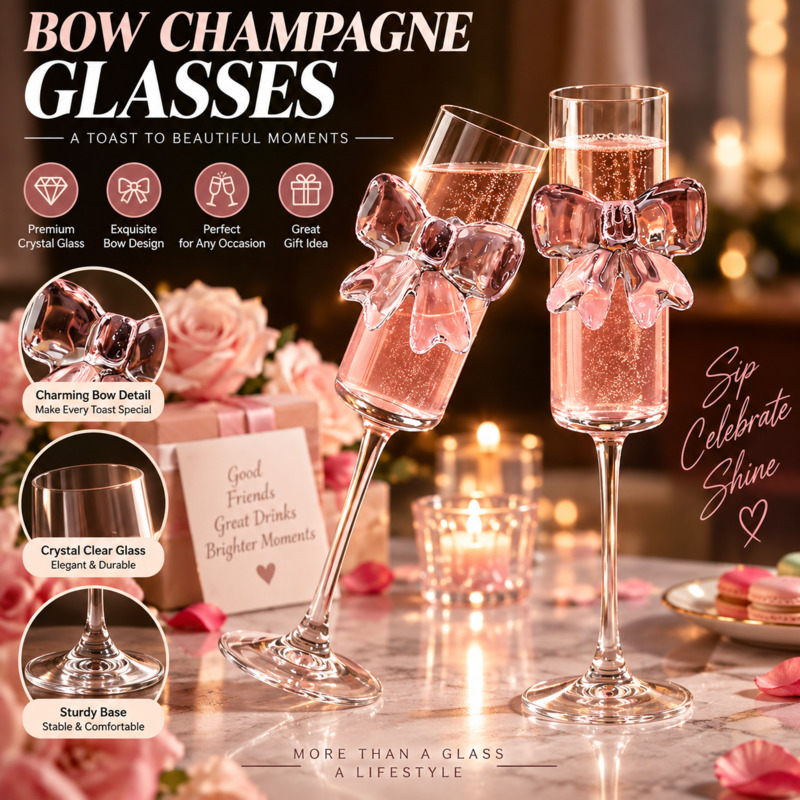 Champagneflûtes met strik, gla - Home Decor Y2K recensie en prijs
