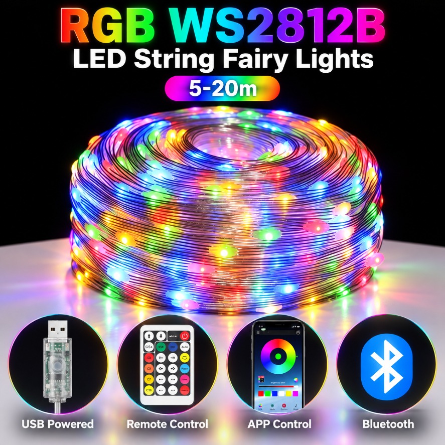 5-20m WS2812B RGB LED-lichtsno - Home Decor Free App recensie en prijs
